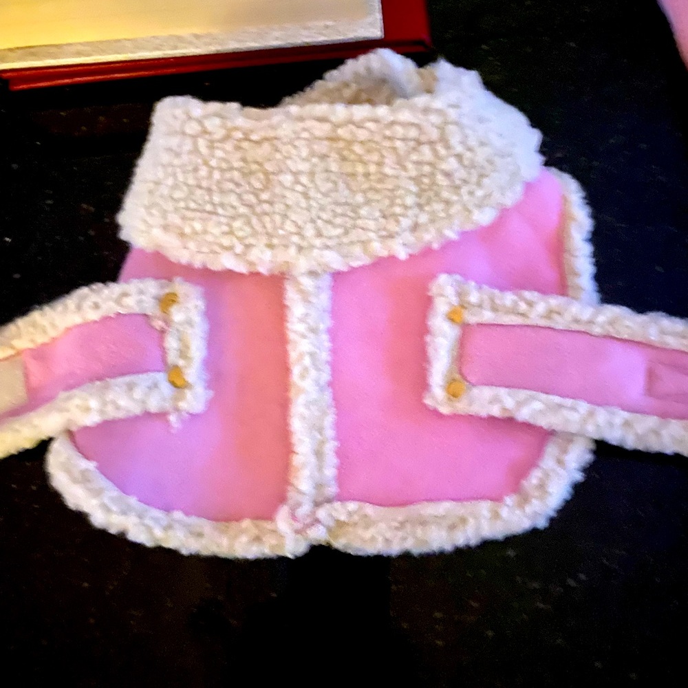 sherpa dog coat in pretty shade of pink
